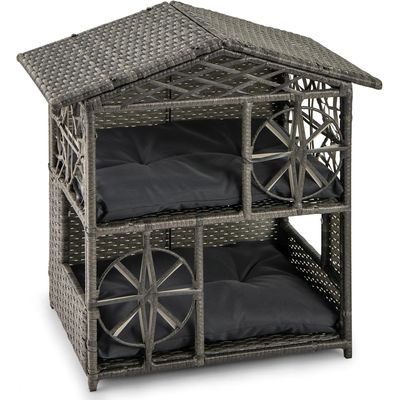 GIANTEX Niche pour Chat Exterieur en Rotin d'Extérieur