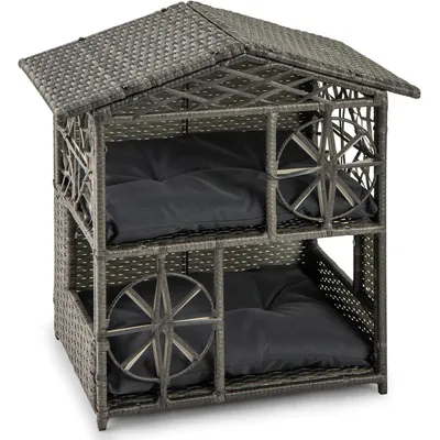 GIANTEX Niche pour Chat Exterieur en Rotin d'Extérieur