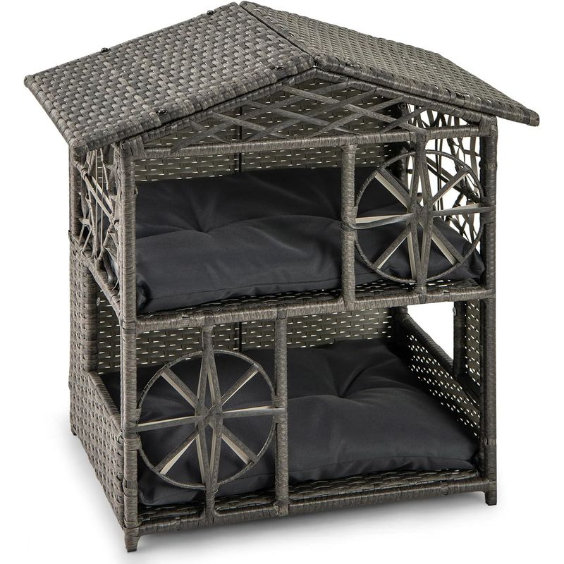 GIANTEX Niche pour Chat Exterieur en Rotin d'Extérieur
