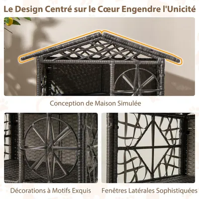 GIANTEX Niche pour Chat Exterieur en Rotin d'Extérieur