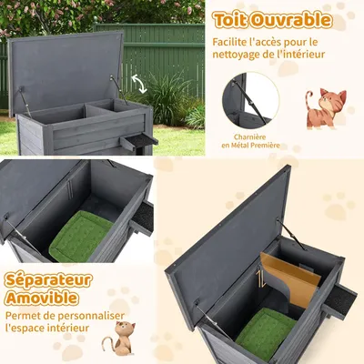 GIANTEX Niche pour Chat Exterieur en Bois avec Toit en Asphalte