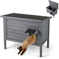 GIANTEX Niche pour Chat Exterieur en Bois avec Toit en Asphalte