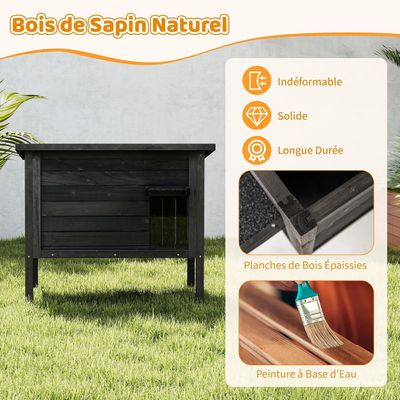GIANTEX Niche pour Chat Exterieur en Bois avec Toit en Asphalte