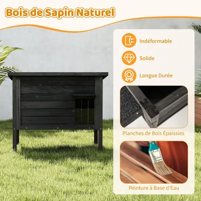 GIANTEX Niche pour Chat Exterieur en Bois avec Toit en Asphalte