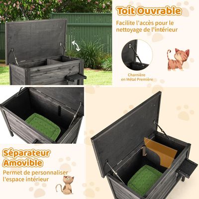 GIANTEX Niche pour Chat Exterieur en Bois avec Toit en Asphalte