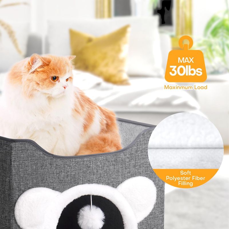 Cache-chat avec griffoir à boule suspendu
