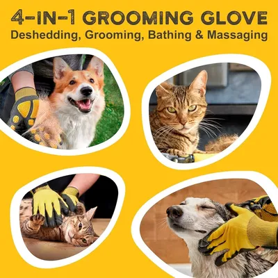 IntiMeg Gant pour brosser et laver les animaux de compagnie