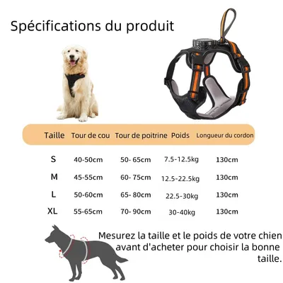 Zoomtopia Harnais de traction rétractable pour chien
