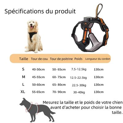 Zoomtopia Harnais de traction rétractable pour chien