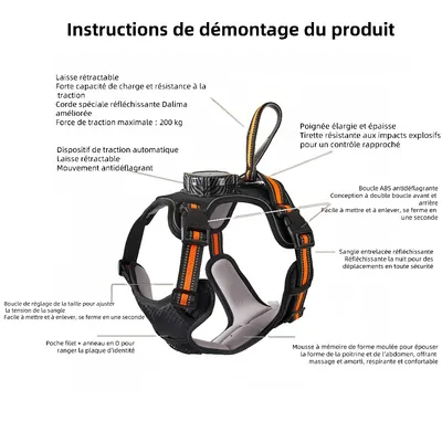 Zoomtopia Harnais de traction rétractable pour chien