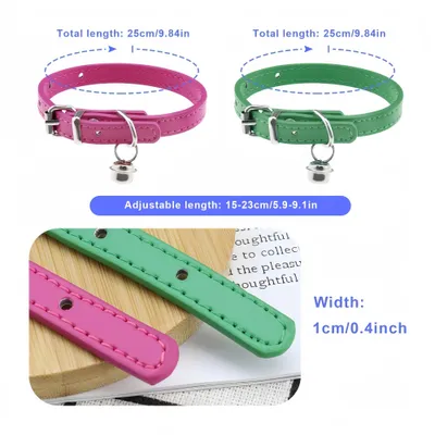 FurryFusion Lot de 2 Collier de chat avec cloche en cuir PU