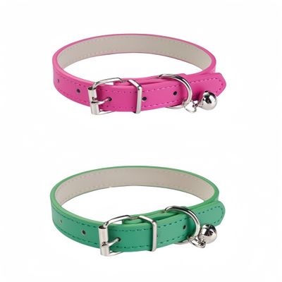 FurryFusion Lot de 2 Collier de chat avec cloche en cuir PU