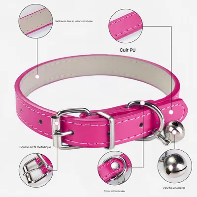 FurryFusion Lot de 2 Collier de chat avec cloche en cuir PU
