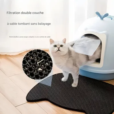 FurryFusion Alfombrilla de arena para gatos de doble capa