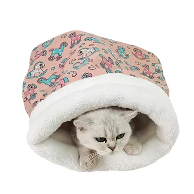 FurryFusion Sac de couchage pour chat motif cheval en bois