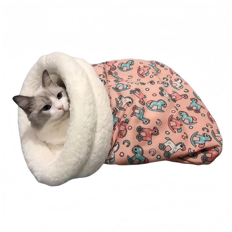 FurryFusion Sac de couchage chaud pour chat