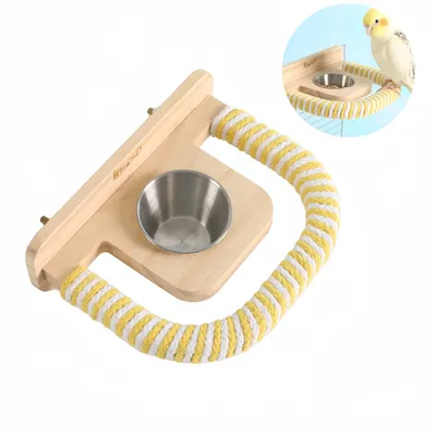 Perche à oiseaux avec boîte à nourriture