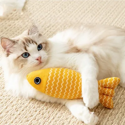 Zoomtopia Jouet d'herbe à chat en forme de poisson