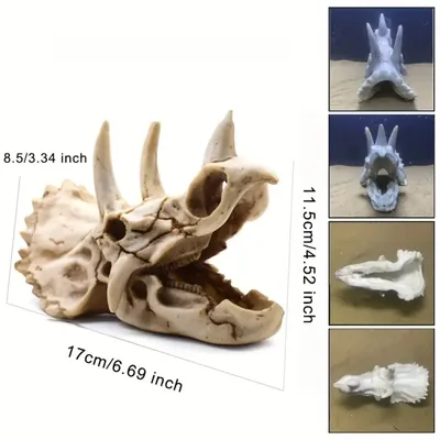 Zoomtopia Décoration d'aquarium en forme de crâne de dinosaure
