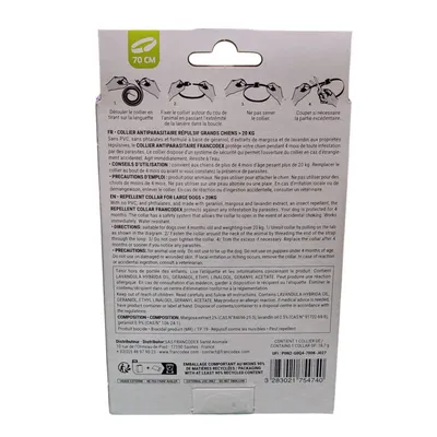 Collier Antiparasitaire Répulsif 70 cm Pour Chiens de plus de 20 kg