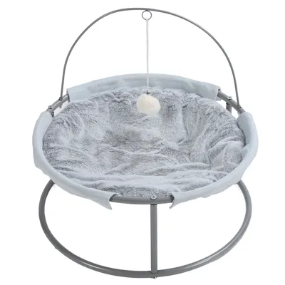 Hamac en peluche pour chat avec balle suspendue