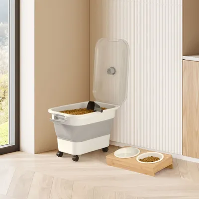 Love Story - Boite conteneur à croquettes pliable avec roues