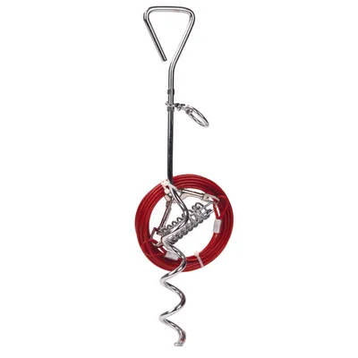 MPETS Kit Piquet Triangle + Cable et Ressort 3,5 m / 4,8 mm Rouge- 50kg MPETS Kit Piquet Triangle + Cable et Ressort 3,5 m / 4,8 mm Rouge- 50kg