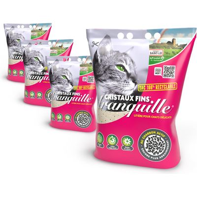 Litière Tranquille Cristaux Fins Charbons Actifs Lot de 4 x 3,7L