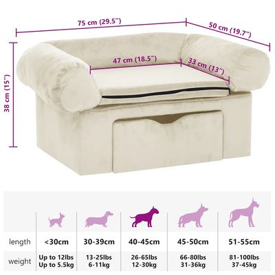 vidaXL canapé pour chien Peluche