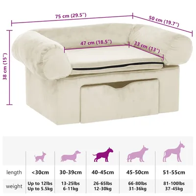 vidaXL canapé pour chien Peluche