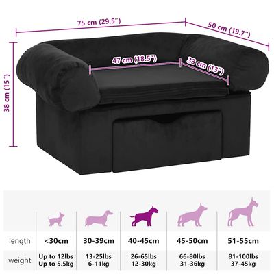 vidaXL canapé pour chien Peluche