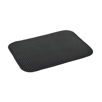 Tapis de litière pour chat avec récupérateur - Noir
