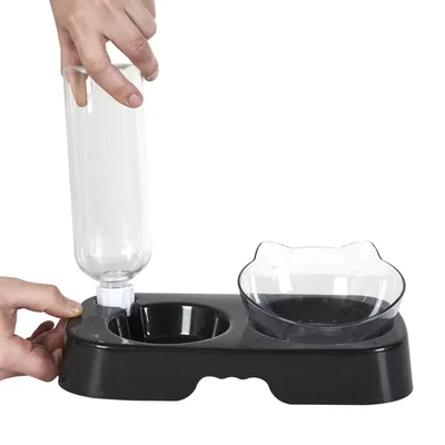 Gamelle et distributeur d'eau pour chat et chien - Noir