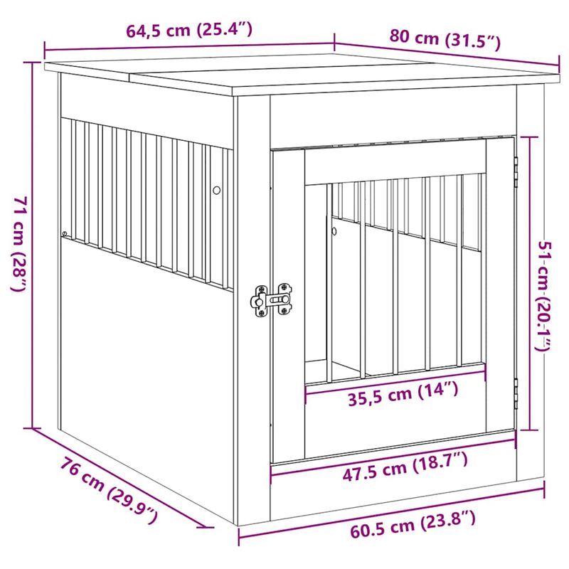 vidaXL meuble de cage pour chiens Bois d'ingénierie