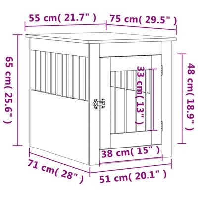 vidaXL meuble de cage pour chiens Bois d'ingénierie