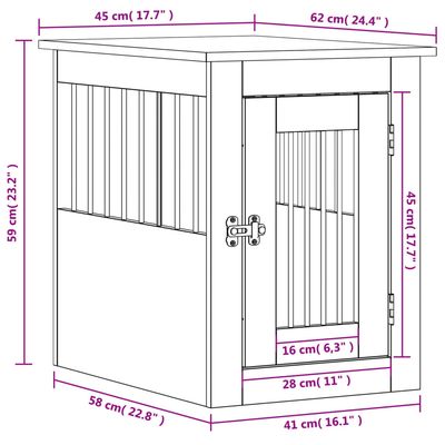 vidaXL meuble de cage pour chiens Bois d'ingénierie