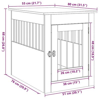 vidaXL meuble de cage pour chiens Bois d'ingénierie