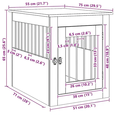 vidaXL meuble de cage pour chiens Bois d'ingénierie