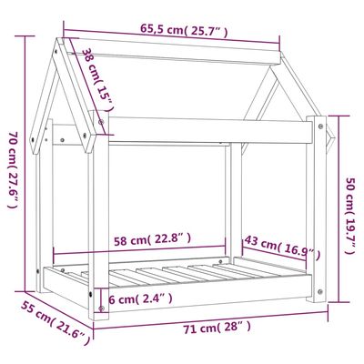 vidaXL lit pour chien Bois de pin massif