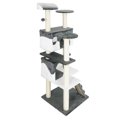 Wiltec Arbre à chat - 130 cm de haut - design ludique avec Balles de jeu -