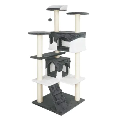 Wiltec Arbre à chat - 130 cm de haut - design ludique avec Balles de jeu -