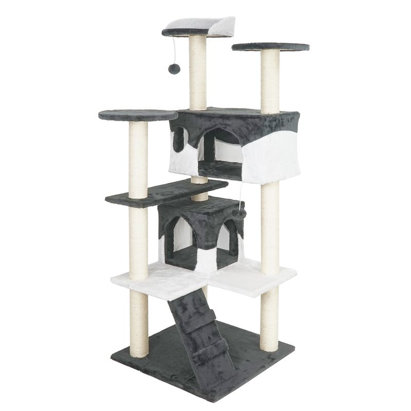 Wiltec Arbre à chat - 130 cm de haut - design ludique avec Balles de jeu -