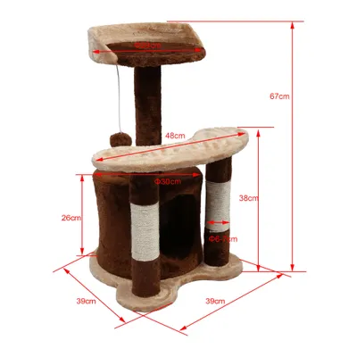 Wiltec Arbre à chat - 67 cm de haut - design ludique Balle de jeu - Meuble
