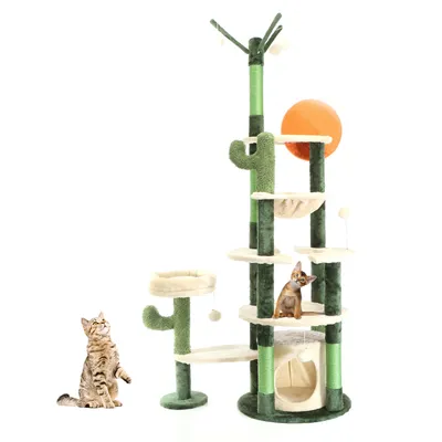 Fudajo Arbre à chat - 172 cm de haut - design ludique « Cactus » - Meuble g Fudajo Arbre à chat - 172 cm de haut - design ludique « Cactus » - Meuble g