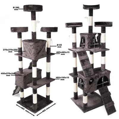 Wiltec Arbre à chat - 170 cm de haut - design ludique avec Souris et Escali