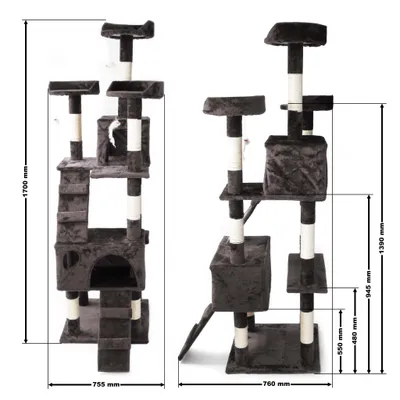 Wiltec Arbre à chat - 170 cm de haut - design ludique avec Souris et Escali