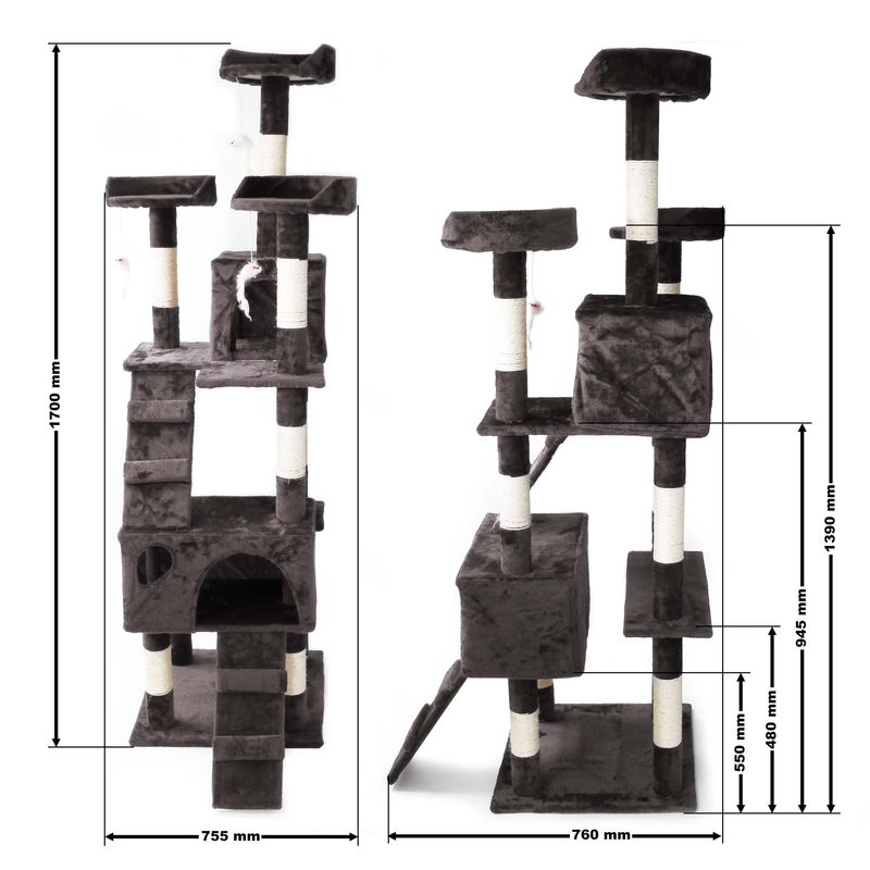 Wiltec Arbre à chat - 170 cm de haut - design ludique avec Souris et Escali