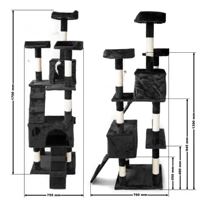 Wiltec Arbre à chat - 170 cm de haut - design ludique avec Souris et Escali