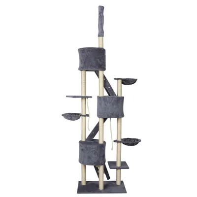 Wiltec Arbre à chat - 233-270 cm de hauteur plafond réglable - design avec