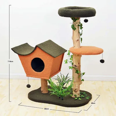 Fudajo Arbre à chat - 114 cm de haut - design végétal avec lierre et fougèr